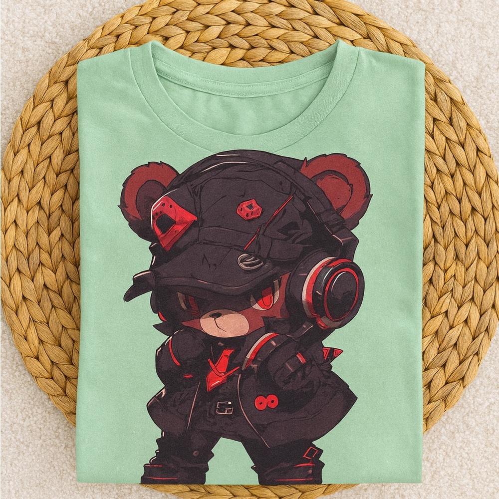 Hand Crafted Green Bear Graphic Tee